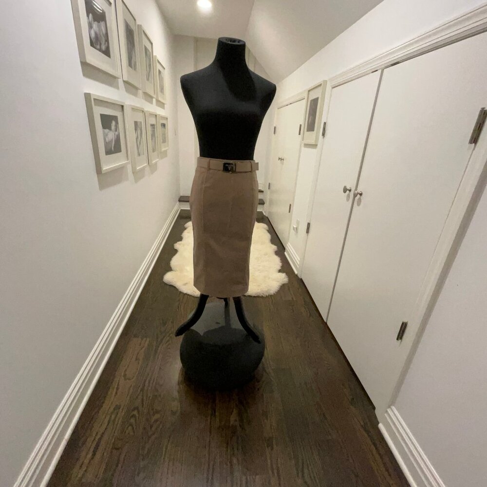 Prada Milano Beige Belted Pencil Skirt Size 38 - Like New - Picture 3 of 16